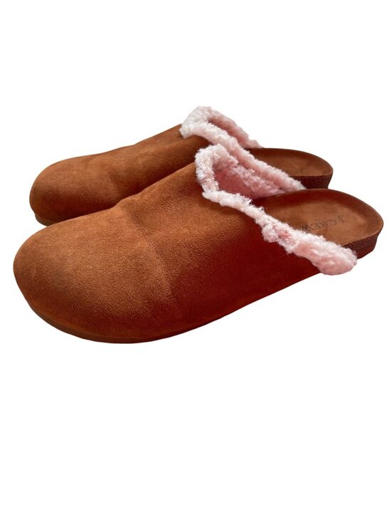 J.Crew Shoes - J.Crew Womens Faux Suede Shearling-Lined Slippers In Chestnut Brown Size 8 7.5